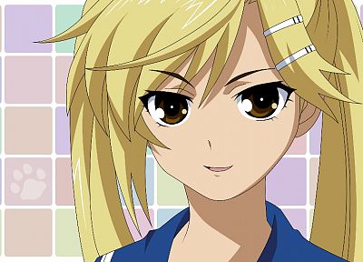 blondes, school uniforms, brown eyes, twintails, Nyan Koi, Kirishima Kotone - desktop wallpaper