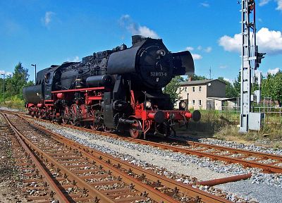 Germany, trains, railroad tracks, steam engine, vehicles, locomotives, steam locomotives, BR52, 2-10-0 - random desktop wallpaper