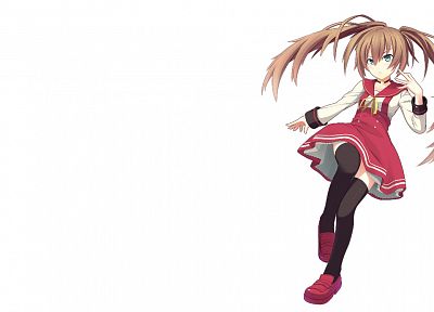 long hair, twintails, red dress, anime girls, white background - duplicate desktop wallpaper