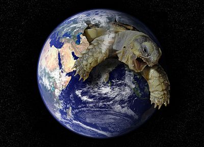 planets, Earth, turtles, photo manipulation - desktop wallpaper