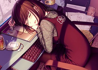 women, computers, technology, Sayori Neko Works, Oekaki Musume, tablet - desktop wallpaper