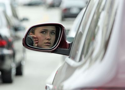 women, cars, Hayden Panettiere, celebrity, side car mirror - random desktop wallpaper