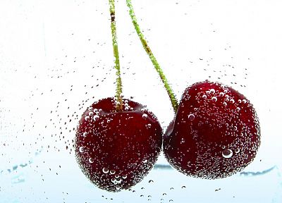 fruits, cherries, white background - random desktop wallpaper