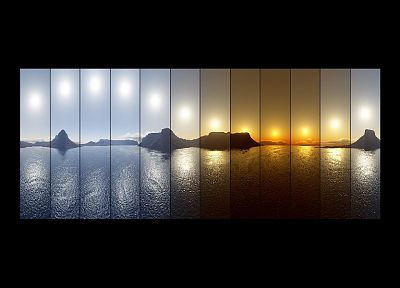Sun, timeline, lakes - desktop wallpaper