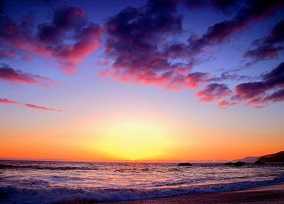 sunset, sunrise, ocean, clouds, night, seaside, skyscapes, skies, beaches - related desktop wallpaper