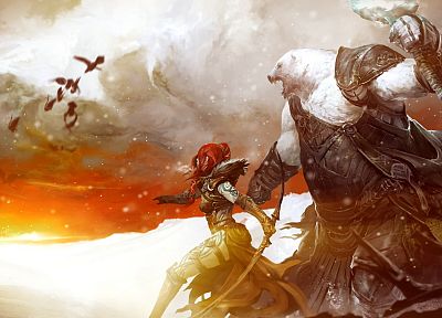 fantasy art, armor, bows, artwork, Guild Wars 2 - related desktop wallpaper