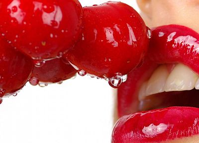 lips, cherries - random desktop wallpaper