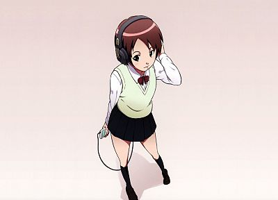 headphones, anime, simple background - desktop wallpaper