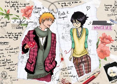 Bleach, Kurosaki Ichigo, Kuchiki Rukia, anime - related desktop wallpaper