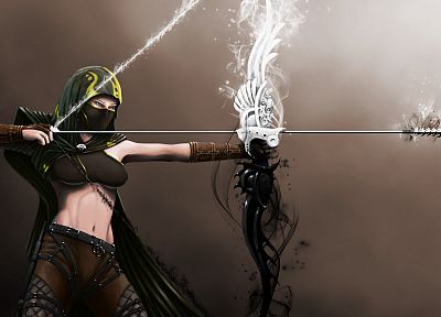 women, archers, fantasy art, artwork, arrows, archery - related desktop wallpaper