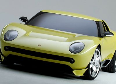 yellow, cars, Lamborghini, vehicles, concept cars, Lamborghini Miura Concept - desktop wallpaper