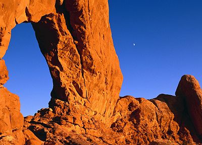 deserts, Moon, arches, rock formations - random desktop wallpaper