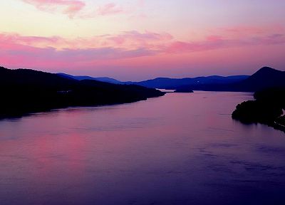 sunset, mountains, Hudson river - random desktop wallpaper