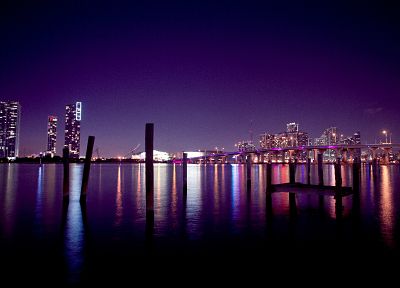 skylines, night, Miami, citylights - desktop wallpaper