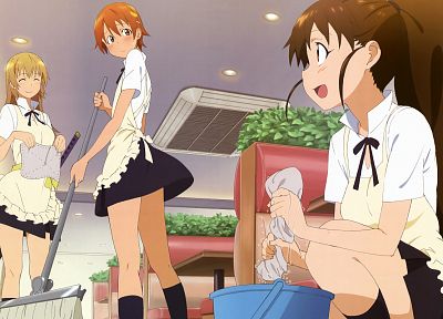 blondes, Working!! (Anime), Taneshima Popura, Todoroki Yachiyo, Inami Mahiru - duplicate desktop wallpaper