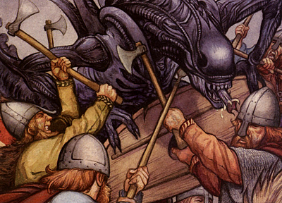 Vikings, Alien - duplicate desktop wallpaper