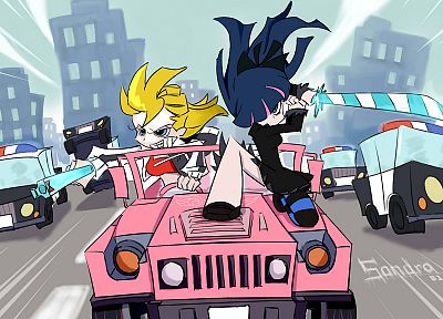 Panty and Stocking with Garterbelt, Anarchy Panty, Anarchy Stocking, striped legwear - related desktop wallpaper