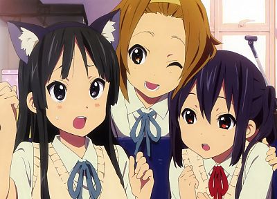 K-ON!, nekomimi, Akiyama Mio, Tainaka Ritsu, Nakano Azusa, anime, anime girls - desktop wallpaper