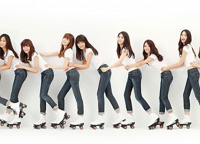 women, jeans, Girls Generation SNSD, celebrity, rollerskates - duplicate desktop wallpaper