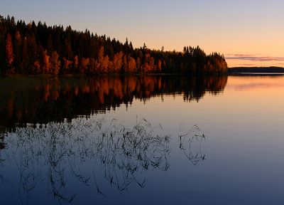 sunset, shore, lakes - duplicate desktop wallpaper