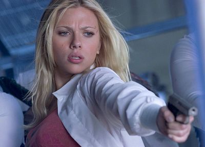 women, Scarlett Johansson, actress, The Island, handguns - random desktop wallpaper