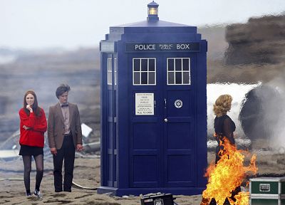 TARDIS, Matt Smith, Karen Gillan, Amy Pond, Eleventh Doctor, Doctor Who - related desktop wallpaper