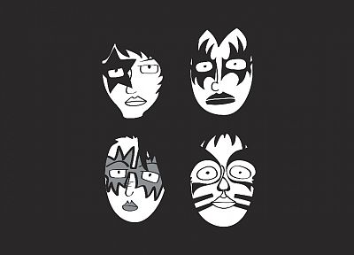 grayscale, Kiss music band, music bands, faces - duplicate desktop wallpaper