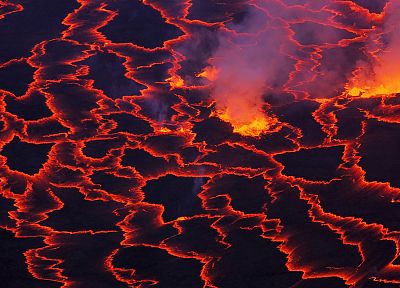 volcanoes, lava, Africa, National Park, magma, Congo - random desktop wallpaper