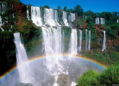 rainbows, waterfalls - duplicate desktop wallpaper