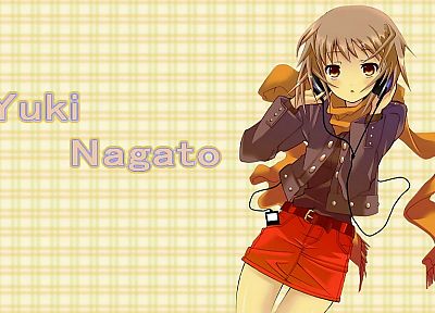 headphones, Nagato Yuki, The Melancholy of Haruhi Suzumiya, anime - random desktop wallpaper