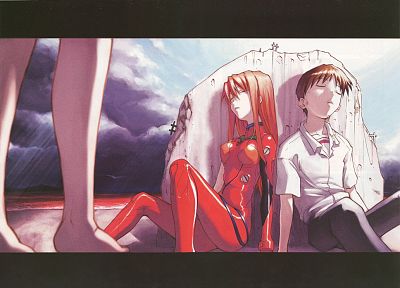 Neon Genesis Evangelion, Ikari Shinji, Asuka Langley Soryu, anime - duplicate desktop wallpaper