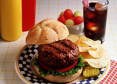 food, chips, hamburgers, pickles - desktop wallpaper
