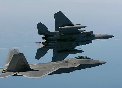 aircraft, military, F-22 Raptor, planes, F-15 Eagle - related desktop wallpaper
