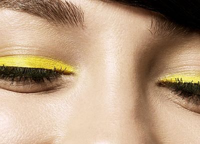 close-up, eyes, yellow, eye shadow - desktop wallpaper