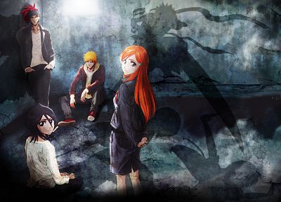 Bleach, Kurosaki Ichigo, Inoue Orihime, Kuchiki Rukia - duplicate desktop wallpaper