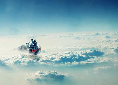 clouds, trains - duplicate desktop wallpaper