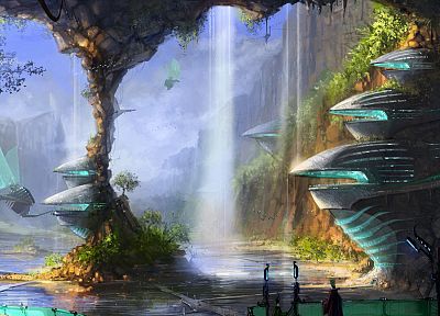 fantasy, science fiction, waterfalls - related desktop wallpaper