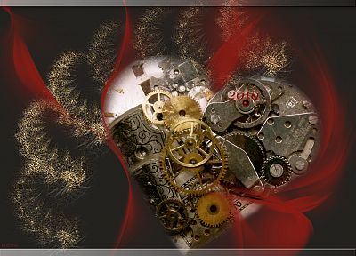 gears, clockwork, hearts - random desktop wallpaper
