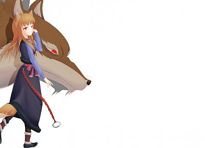 Spice and Wolf, animal ears, Holo The Wise Wolf, simple background, inumimi, white background - desktop wallpaper
