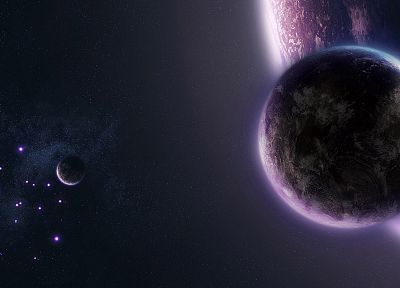 outer space, stars, planets, purple, science fiction - related desktop wallpaper