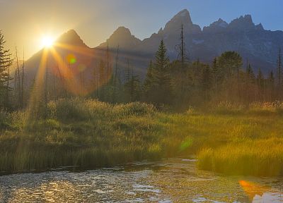 landscapes, ponds, Wyoming, Grand Teton National Park, National Park - desktop wallpaper