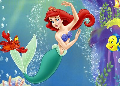 Disney Company, redheads, The Little Mermaid, mermaids, soft shading, Ariel (Mermaid), Disney Princesses, flounder - random desktop wallpaper