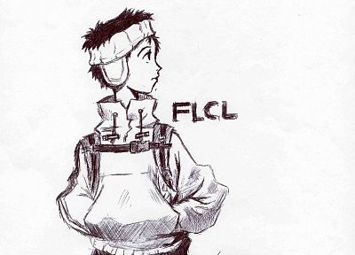 FLCL Fooly Cooly, simple background, Nandaba Naota - related desktop wallpaper