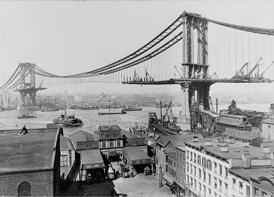 bridges, Manhattan, construction - duplicate desktop wallpaper