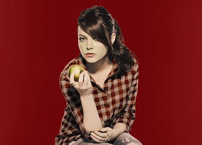 women, actress, Emma Stone, red background - desktop wallpaper