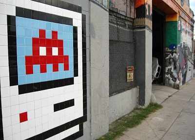graffiti, Space Invaders, street art - related desktop wallpaper