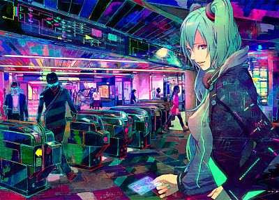 Vocaloid, Hatsune Miku, metro - desktop wallpaper