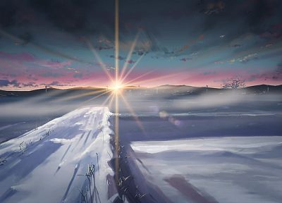 winter, snow, Makoto Shinkai, sunlight, 5 Centimeters Per Second - random desktop wallpaper