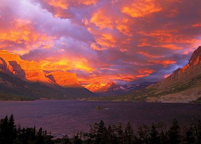 sunrise, National Park, Glacier National Park, Saint Mary Lake - random desktop wallpaper
