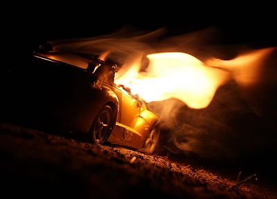 cars, fire - desktop wallpaper